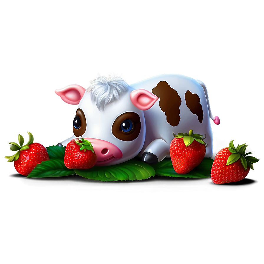 Strawberry Cow Digital Artwork Png Fhc52 PNG Image