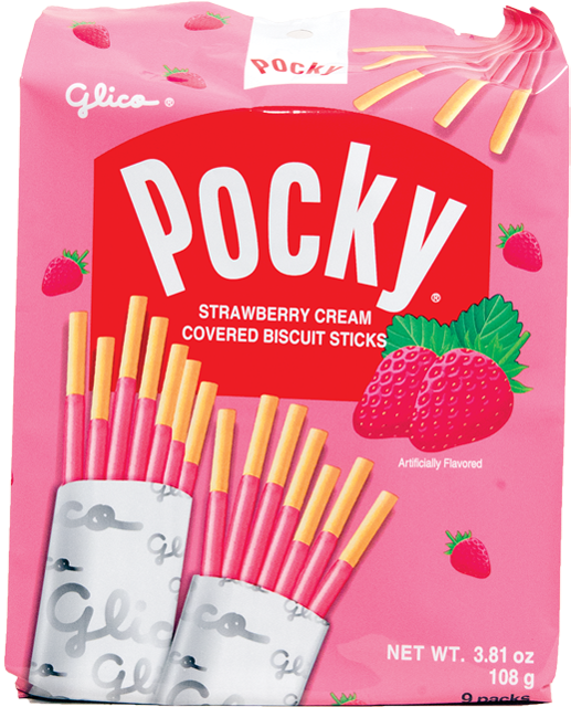 Strawberry Cream Pocky Biscuit Sticks Package PNG Image