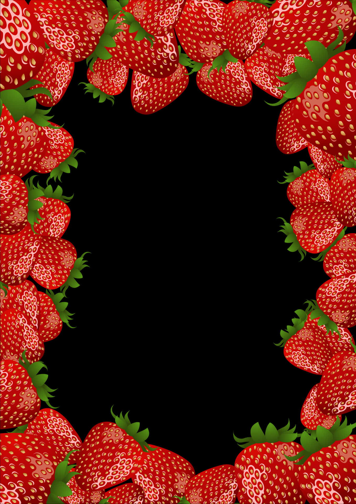 Strawberry Frame Black Background PNG Image