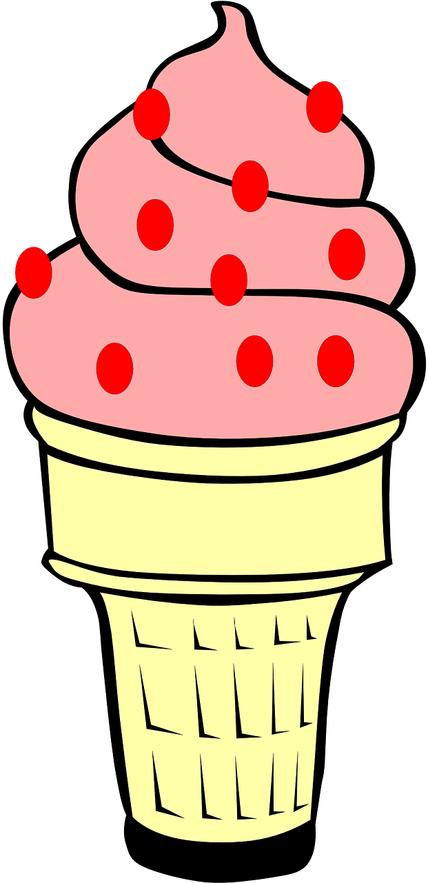 Strawberry Ice Cream Cone Clipart PNG Image