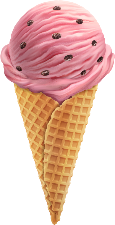 Strawberry Ice Cream Cone PNG Image