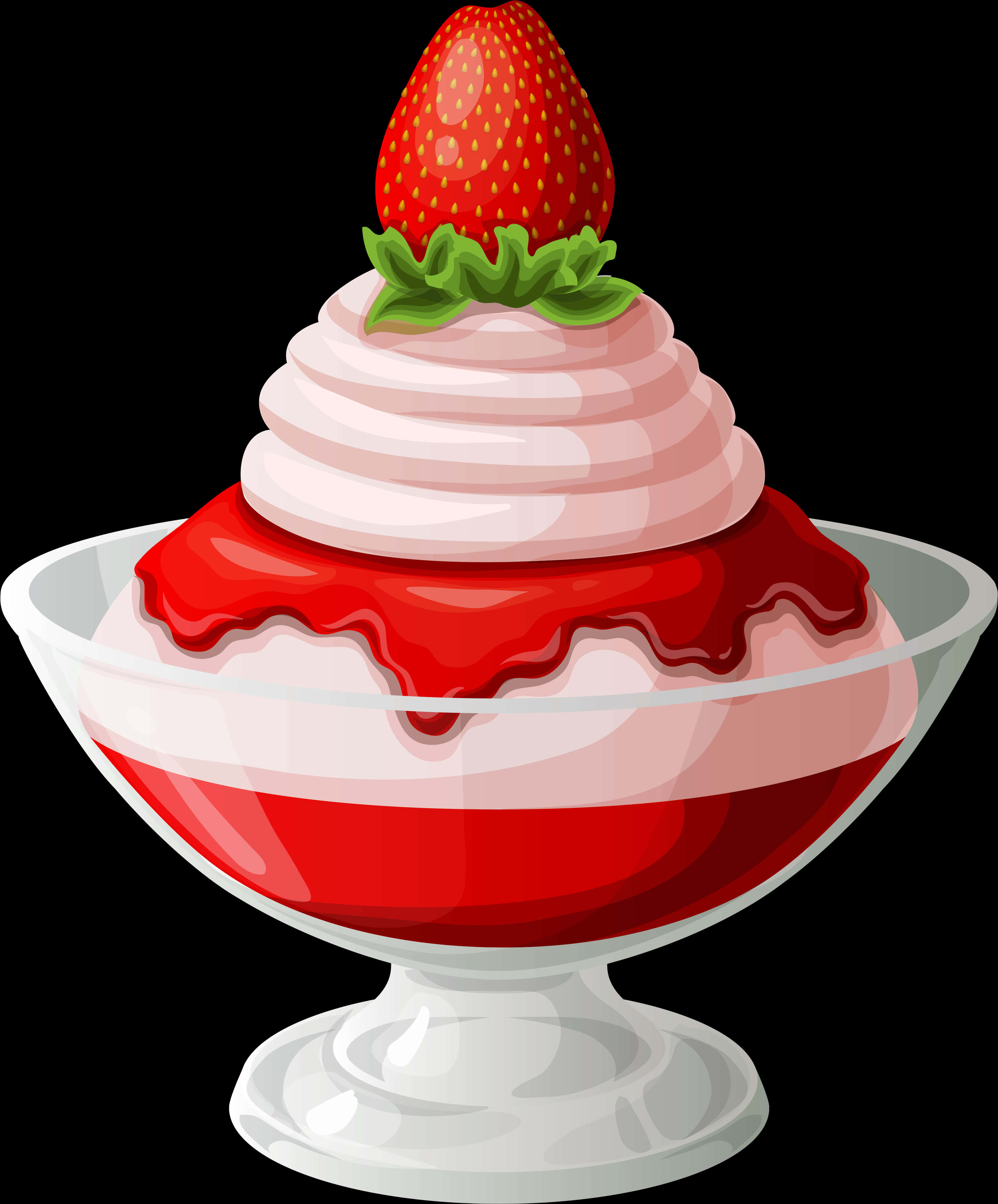 Strawberry Ice Cream Sundae Clipart PNG Image