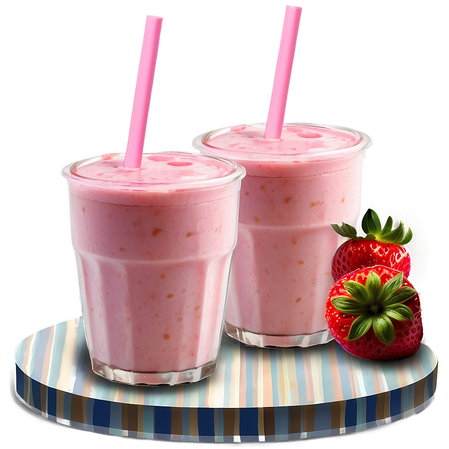 Strawberry Milk In Cafe Png Tet PNG Image