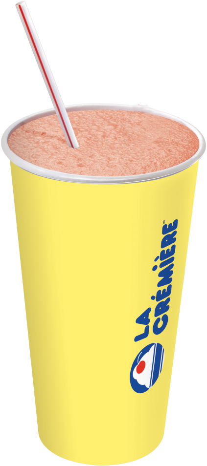 Strawberry Milkshakein Yellow Cup PNG Image