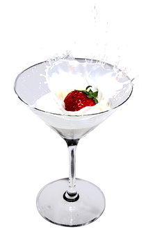 Strawberry Splashin Martini Glass PNG Image