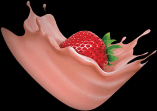 Strawberry Splashin Milk PNG Image