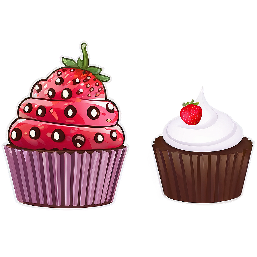 Strawberry With Cupcake Cute Png 70 PNG Image