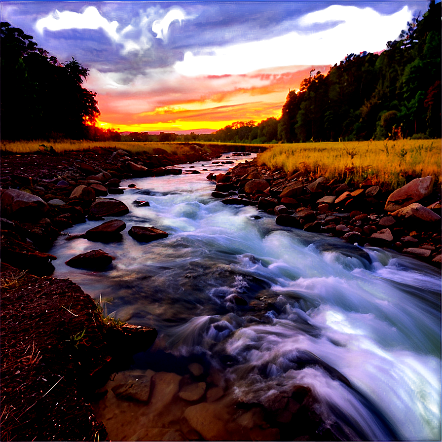 Stream At Sunset Png Oab5 PNG Image