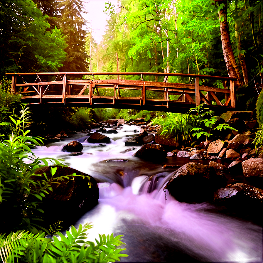 Stream With Footbridge Png Nlw PNG Image