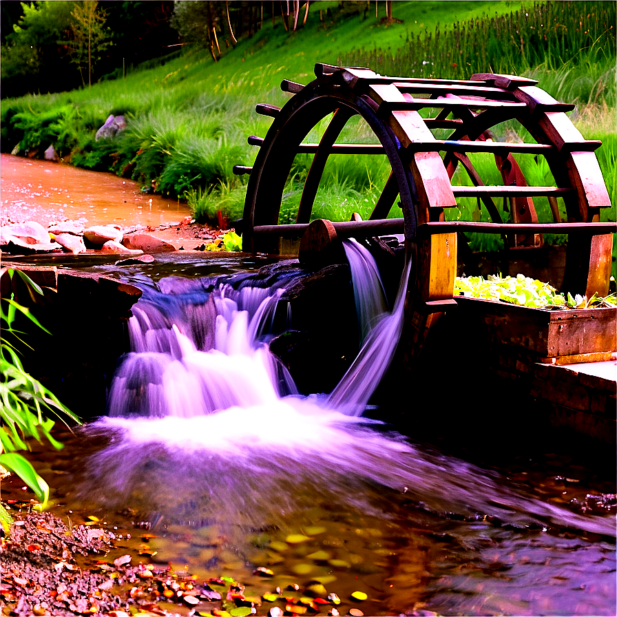 Stream With Waterwheel Png Qka10 PNG Image