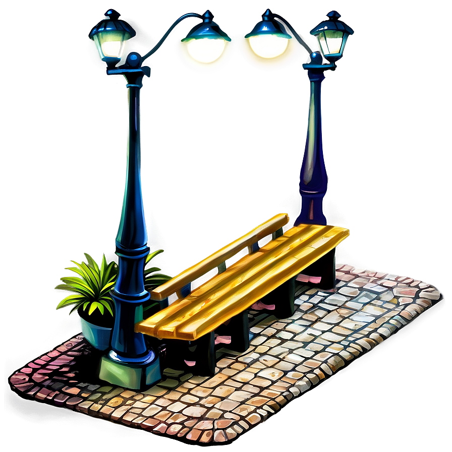 Street Light With Bench Png 05252024 PNG Image