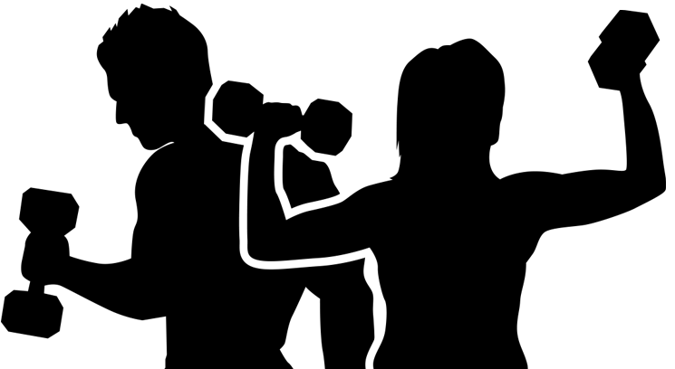 Strength Training Silhouettes PNG Image