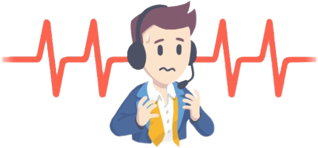 Stressed Cartoon Manwith Heartbeat Line PNG Image