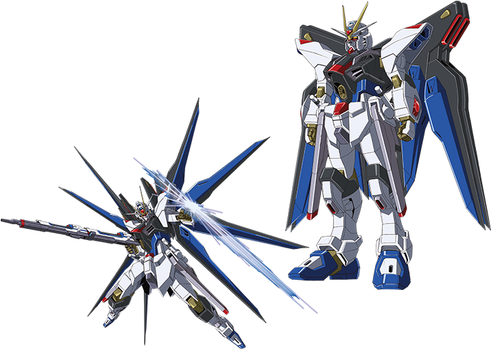 Strike Freedom Gundam Dual Poses PNG Image