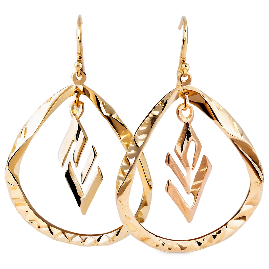 Striking Gold Zigzag Earrings Png 06262024 PNG Image