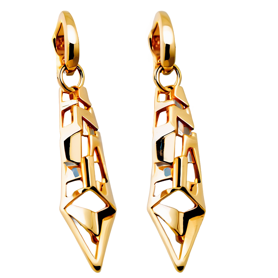 Striking Gold Zigzag Earrings Png 7 PNG Image