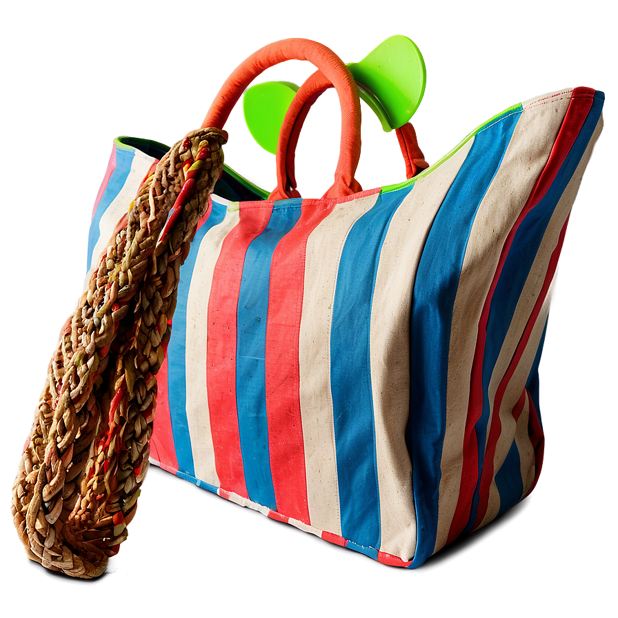 Striped Beach Bag Png 06292024 PNG Image