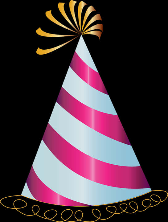 Striped Birthday Party Hat PNG Image