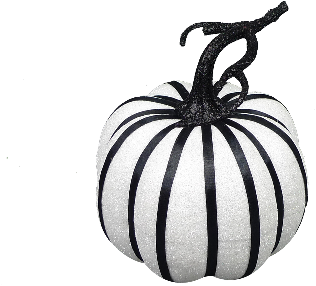 Striped Blackand White Pumpkin PNG Image