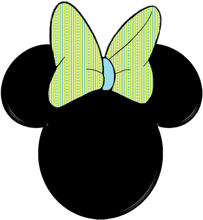 Striped Bow Mickey Mouse Head Graphic PNG Image