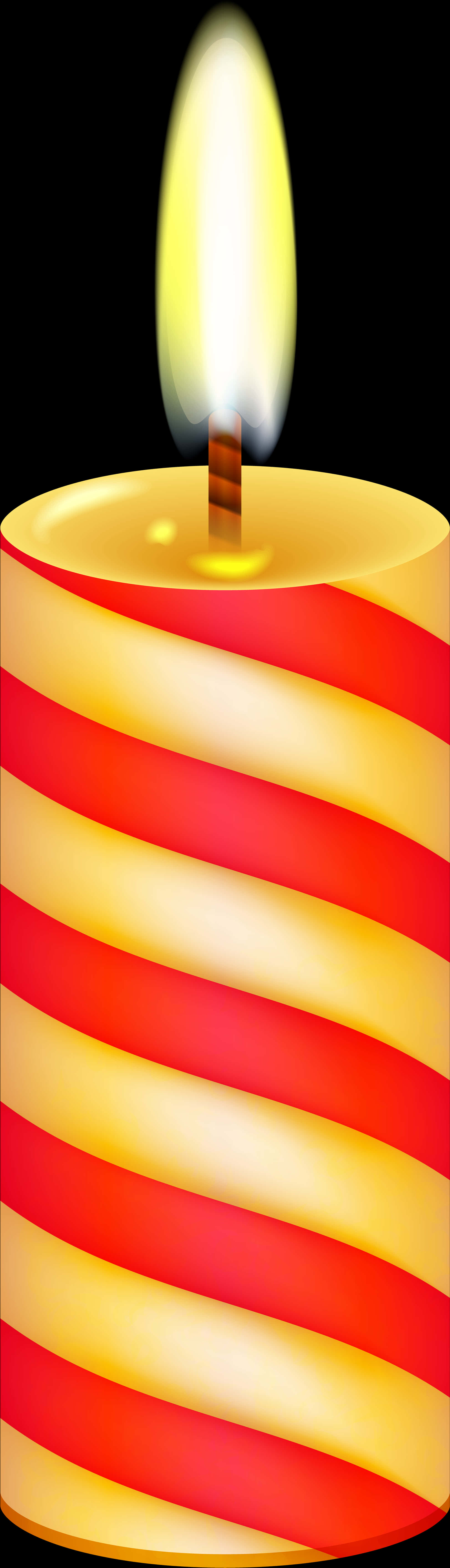 Striped Candle Lit Flame PNG Image