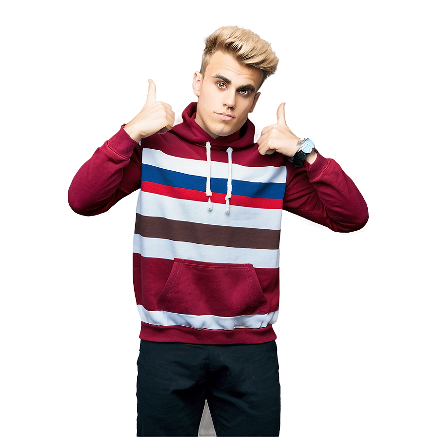 Striped Hoodie Man Pointingat Himself PNG Image