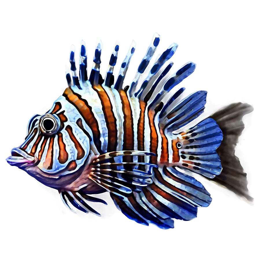 Striped Lionfish Artwork Png 06292024 PNG Image