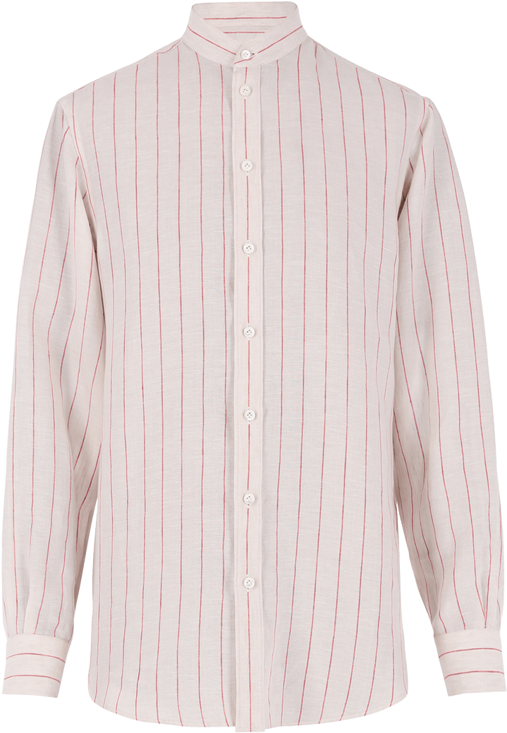 Striped Mandarin Collar Shirt PNG Image