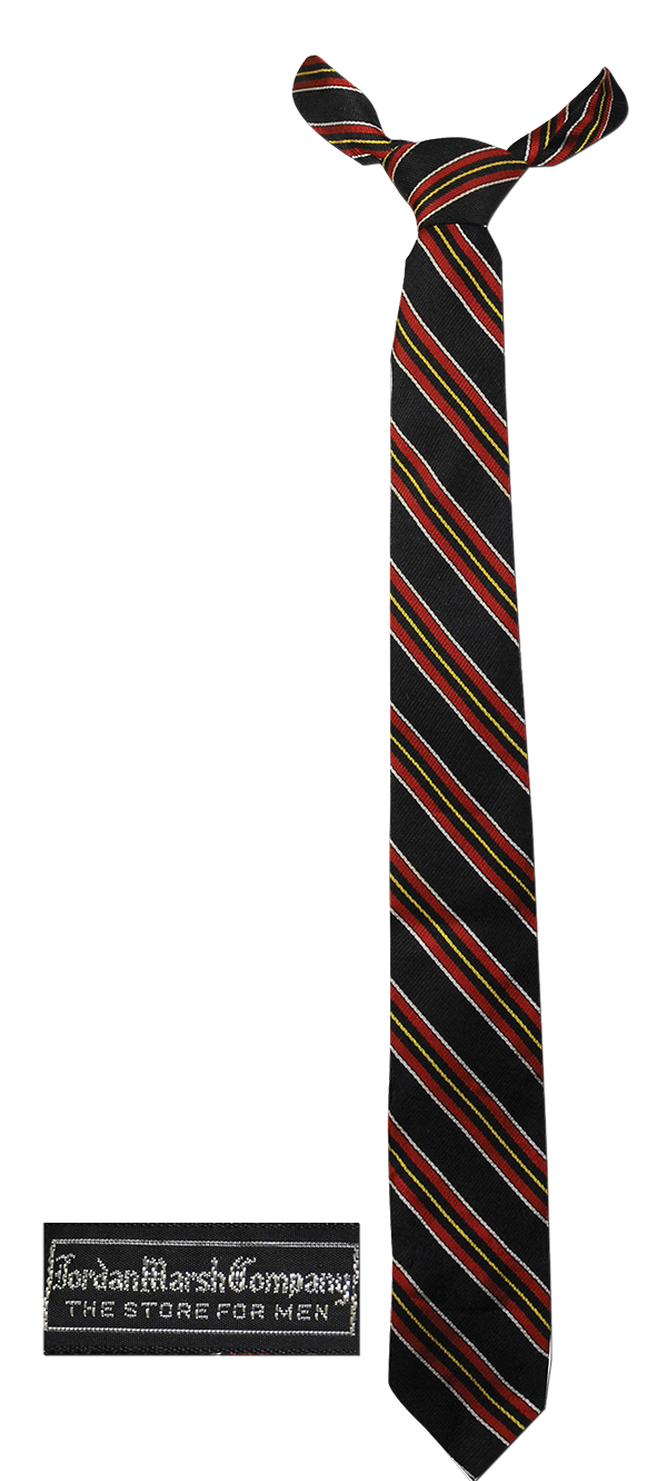 Striped Necktiewith Logo Tag PNG Image