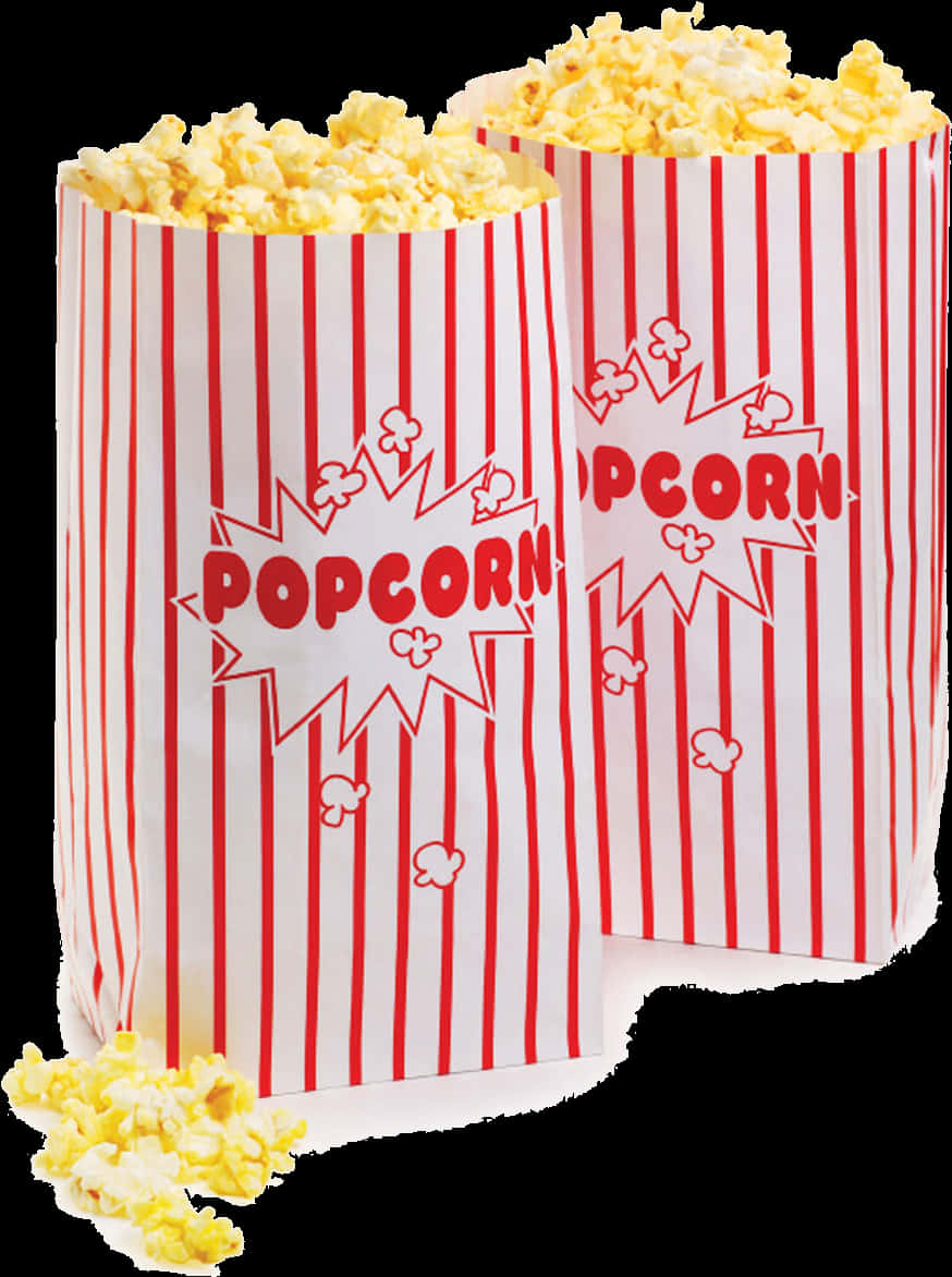 Striped Popcorn Bags Clipart PNG Image