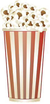 Striped Popcorn Container Full PNG Image