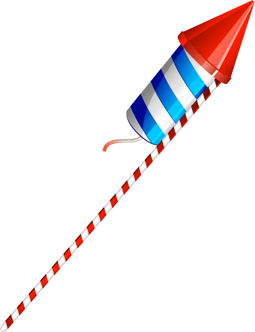 Striped Rocket Firework Graphic PNG Image