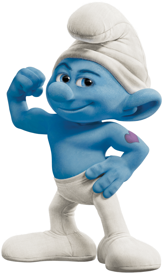 Strong Smurf Showing Muscles PNG Image