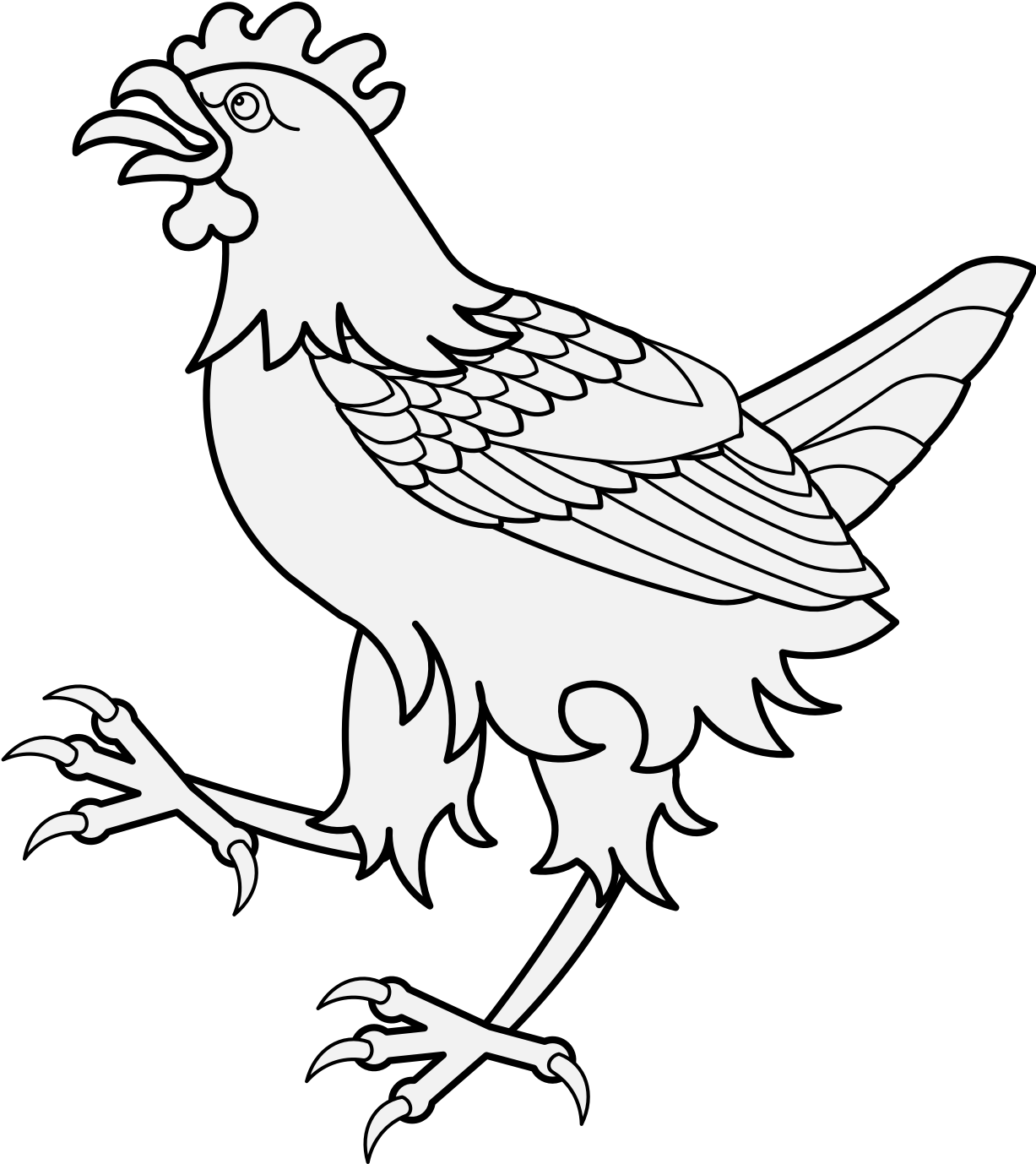 Strutting Rooster Line Art PNG Image