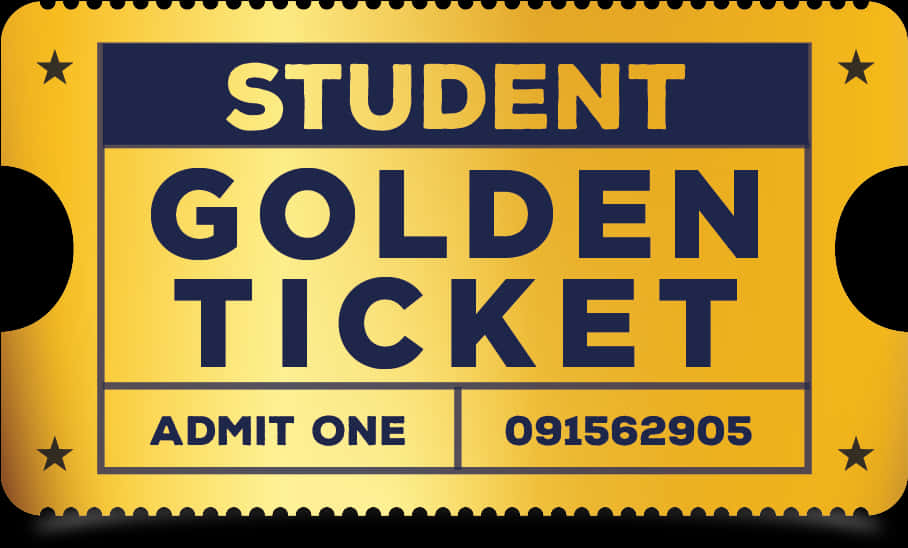 Student Golden Ticket Admission Pass PNG Image