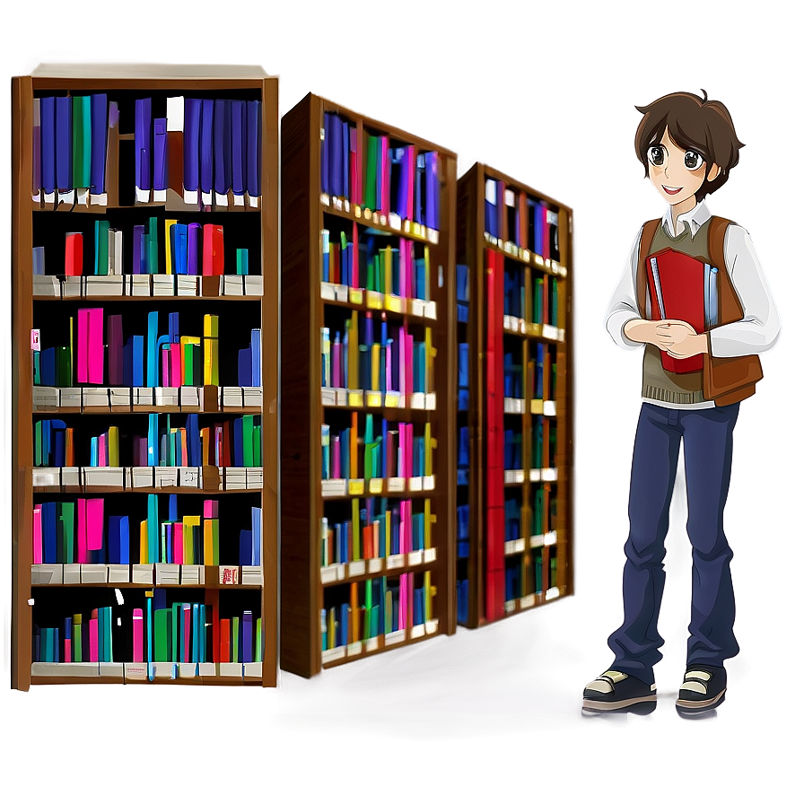 Student In Library Png 06122024 PNG Image