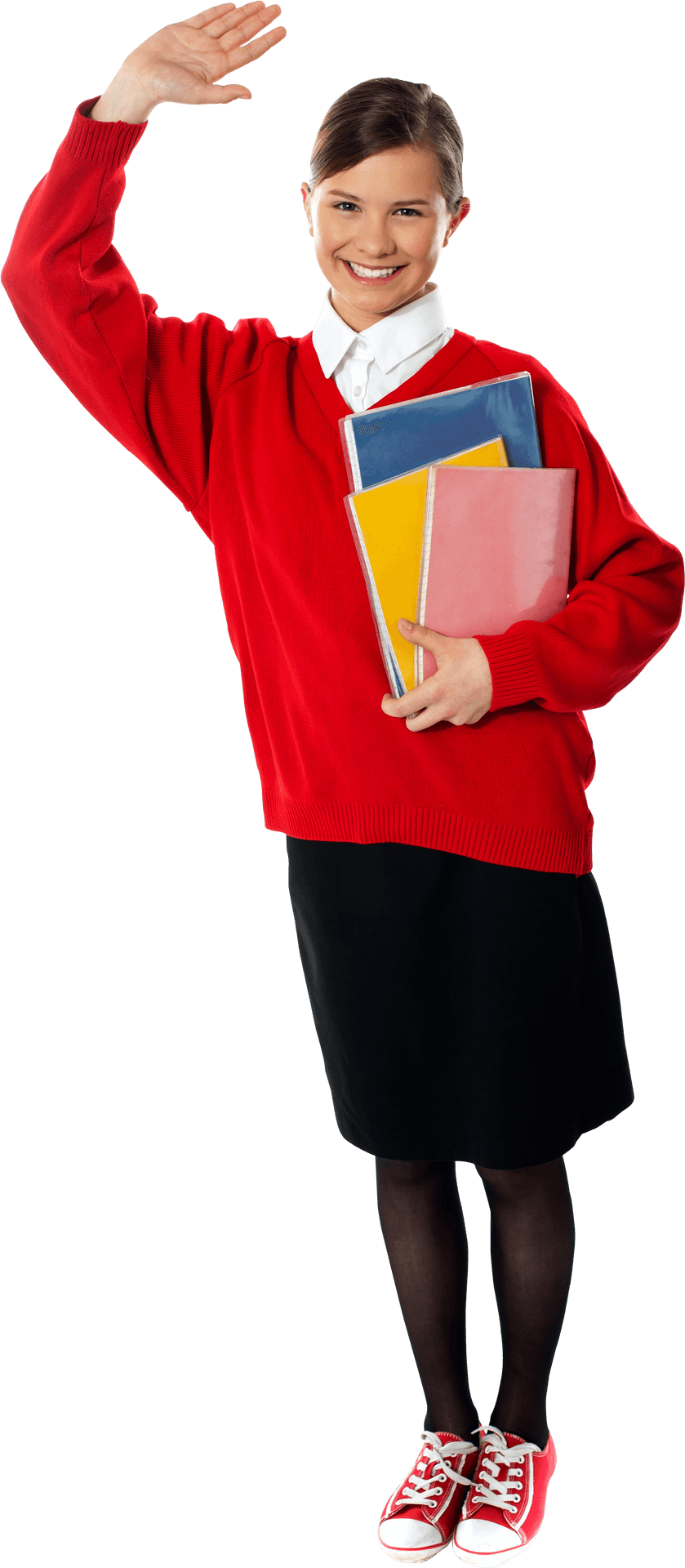 Student Waving Hello With Books PNG Image