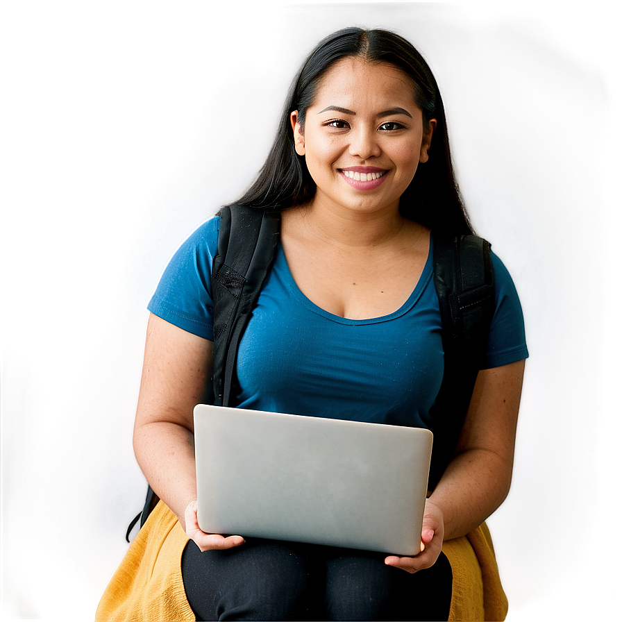 Student With Laptop Png Ena PNG Image