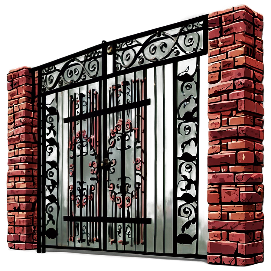 Sturdy Brick And Iron Gate Png Fgq PNG Image