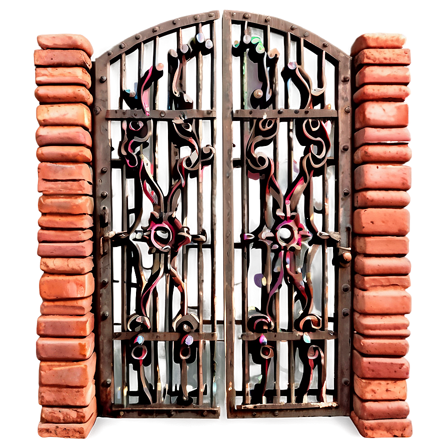 Sturdy Brick And Iron Gate Png Itt PNG Image