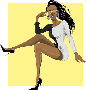 Stylish African Woman Illustration PNG Image