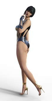 Stylish Animated Female Character PNG Image