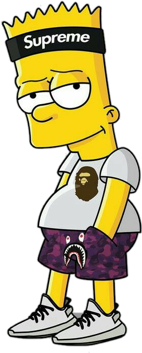 Stylish Bart Simpson Supreme Outfit.png PNG Image