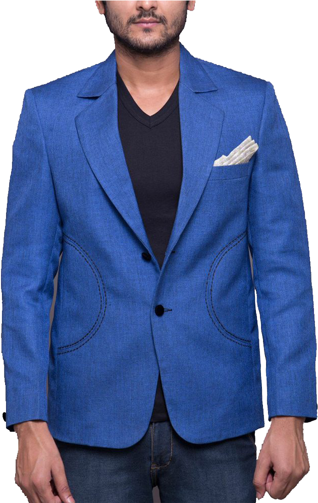 Stylish Blue Blazer Mens Fashion PNG Image