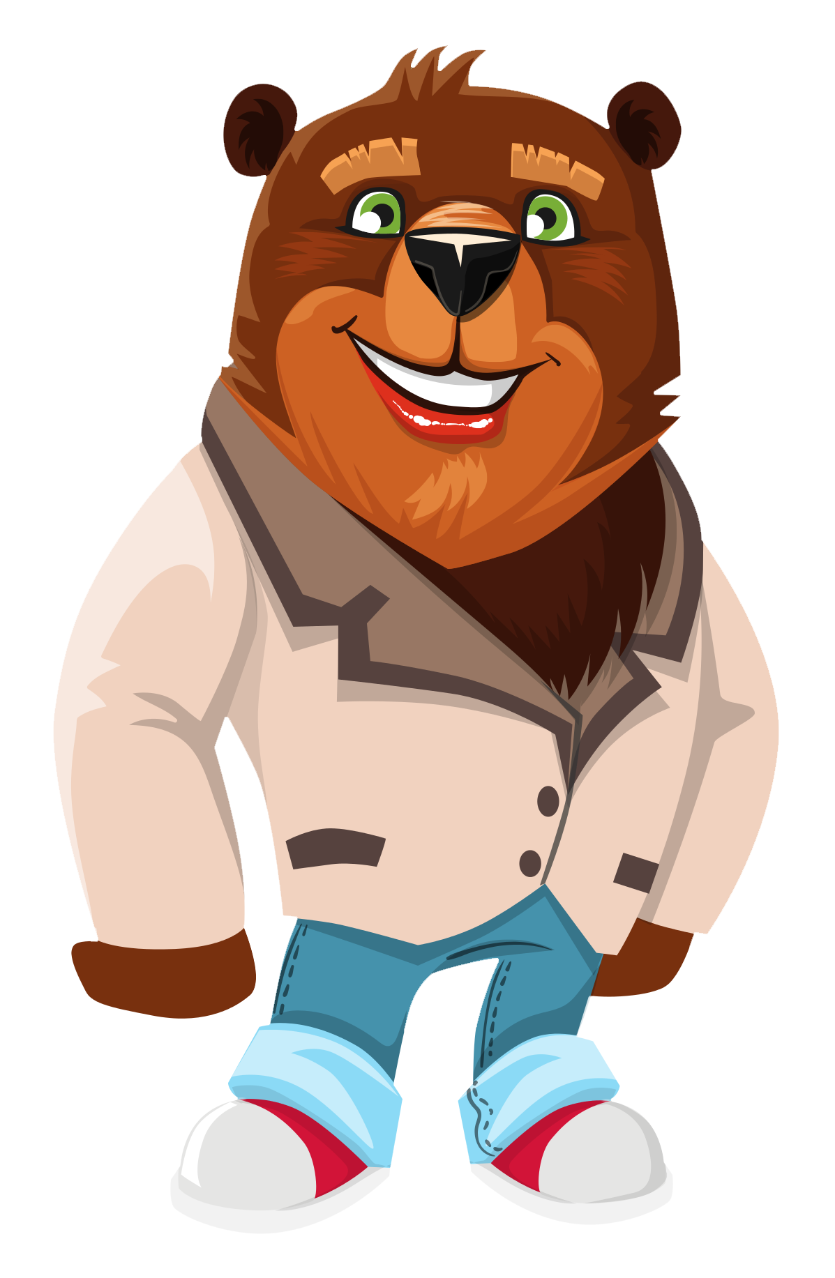 Stylish Cartoon Bear Character PNG Image