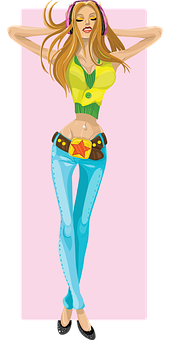 Stylish Cartoon Girl Illustration PNG Image