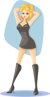 Stylish Cartoon Girl Posing PNG Image