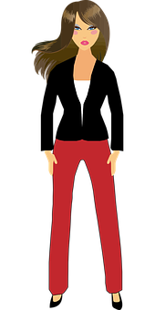 Stylish Cartoon Woman Vector PNG Image