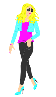 Stylish Cartoon Woman Walking PNG Image