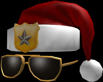 Stylish Christmas Hatand Sunglasses PNG Image